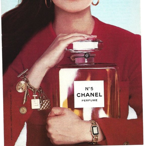 Chanel Perfume No 5 Macys Jewelry Fashion 1980s Vintage Print Ad 8 inch Tall - Picture 3 of 4